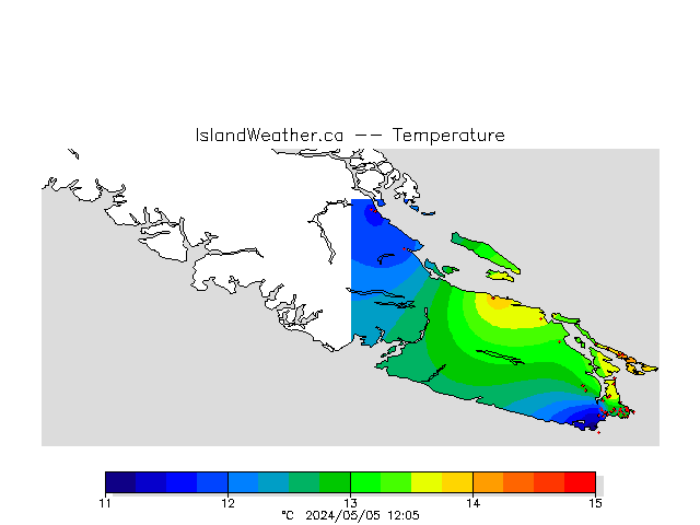 Current temperatures on Vancouver Island.